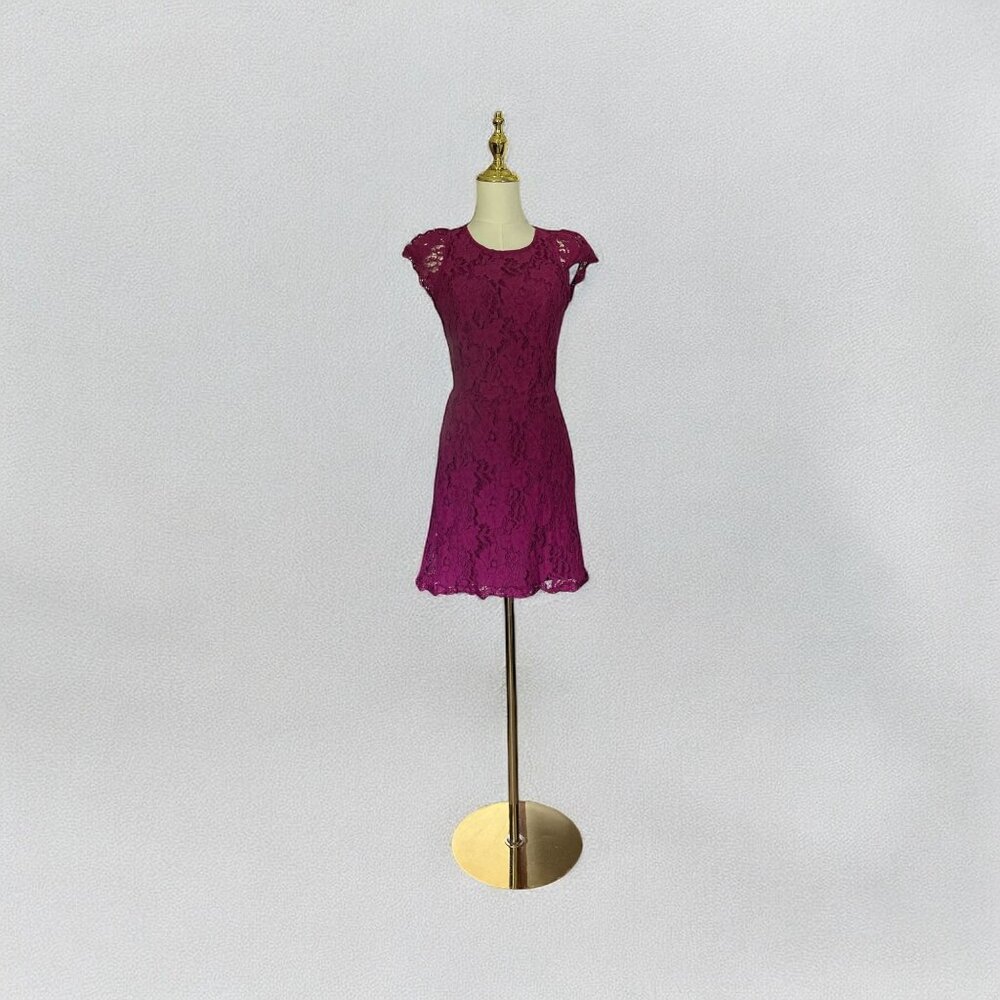 Signature8 Mini Dress Sz L Fuchsia Lace Open Back Wedding Cocktail Party Formal